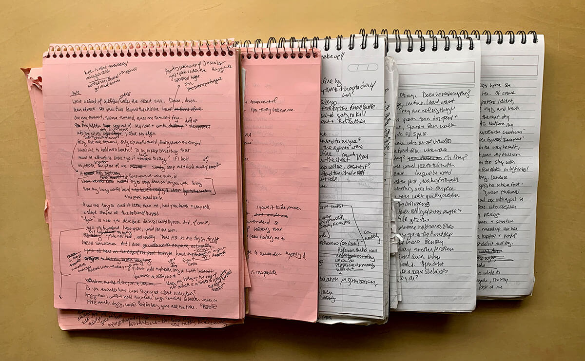 Messy notebooks help get a creative project started