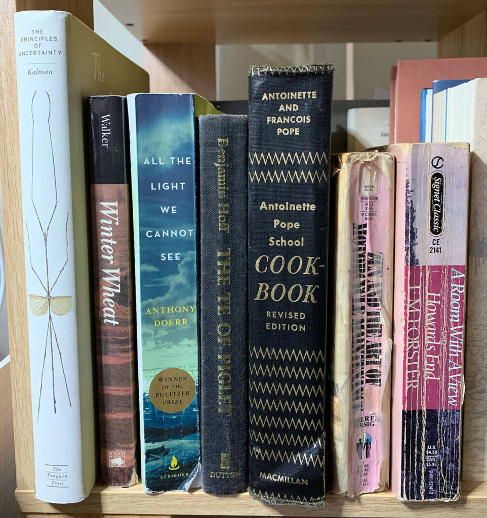 Pope School Cookbook on Bookshelf